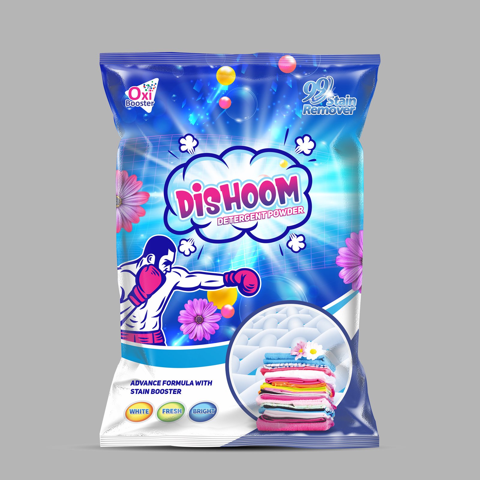Dishoom Detergent packaging design